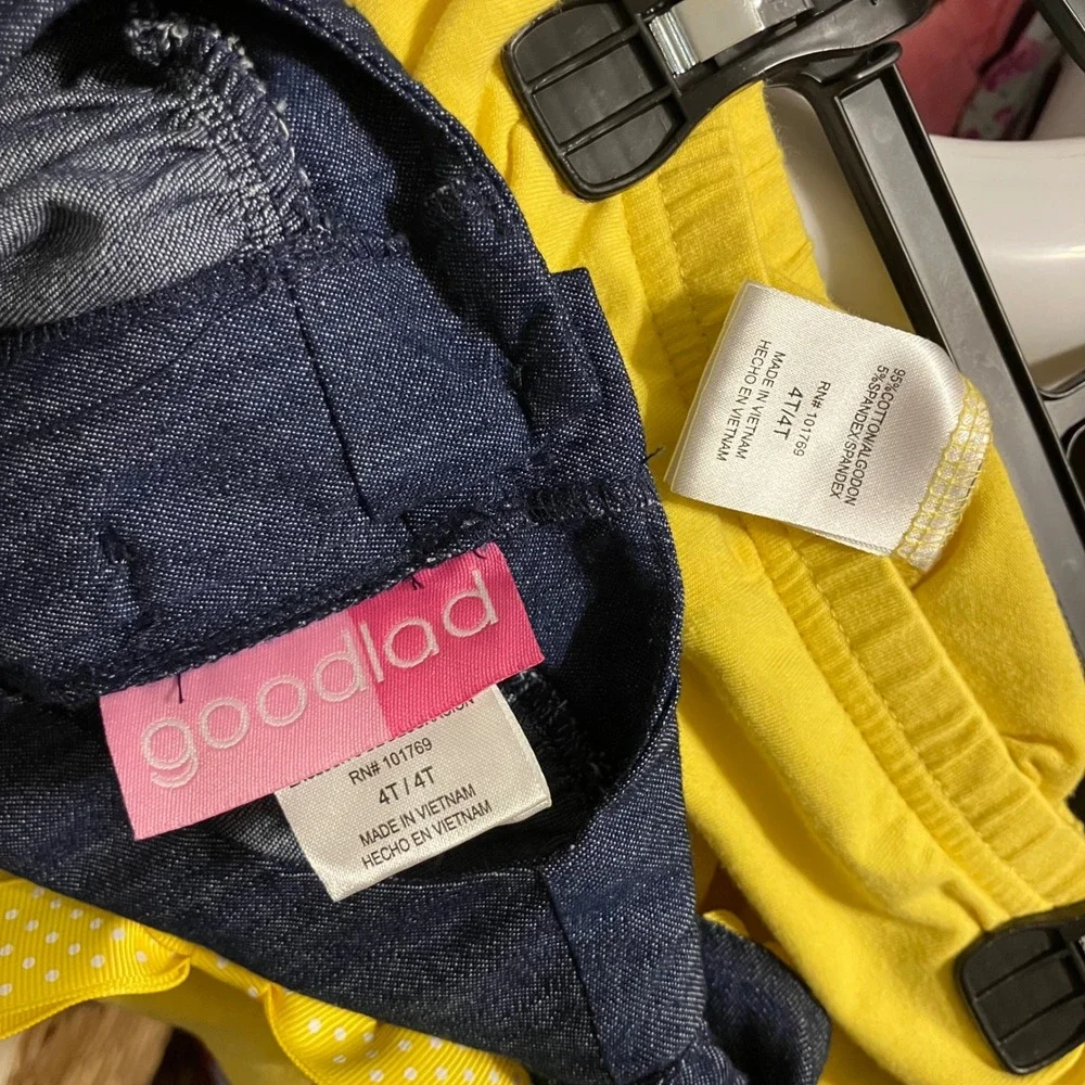 Good Lad Toddler Girls 4T Chambray Flower Applique Tunic and Leggings Set Yellow